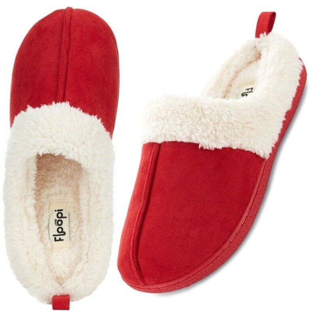 NWT Floopi Women's XL 11/12 Indoor Outdoor Lined Clog Slippers Memory Foam Red